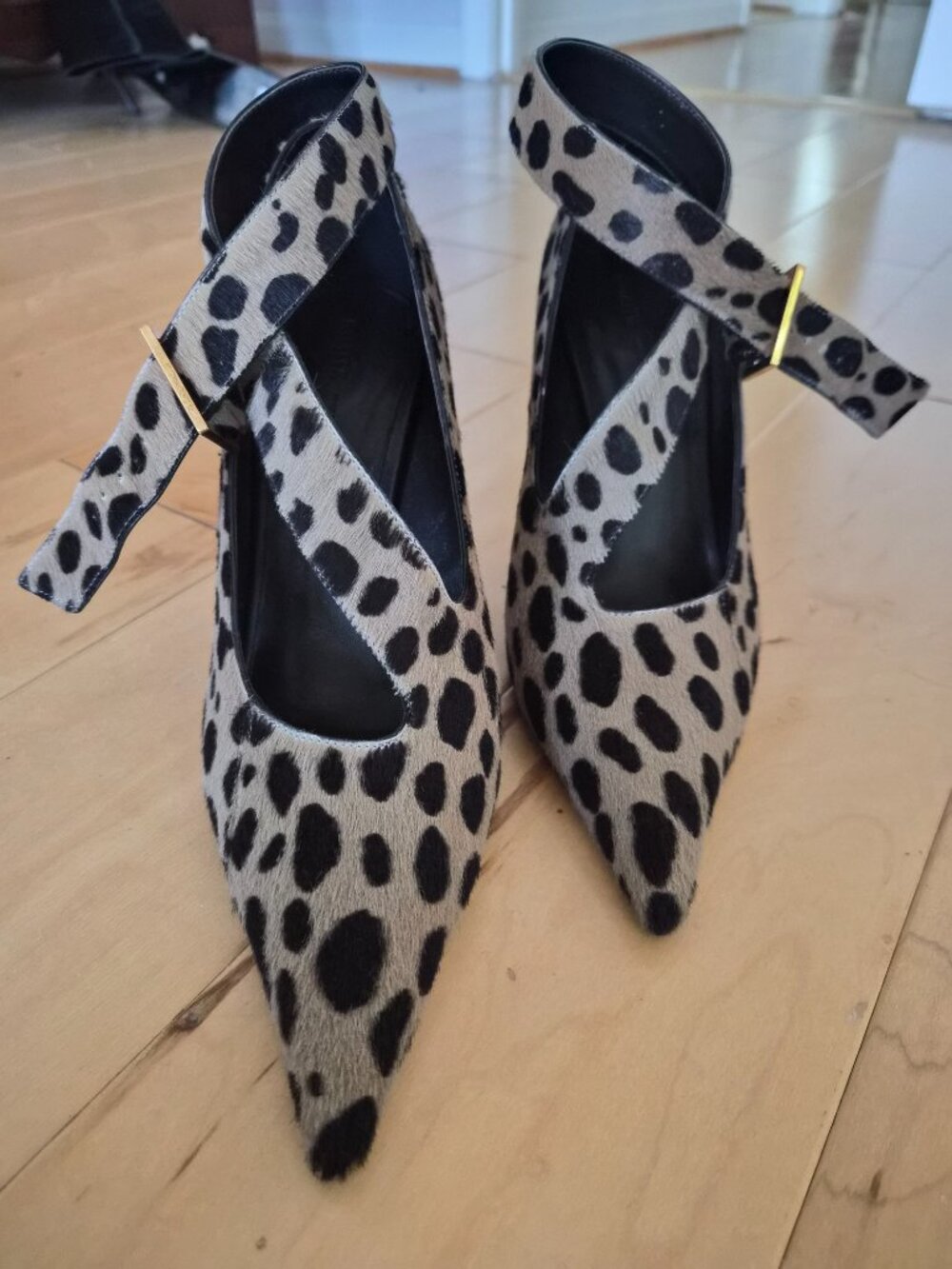Khaite Sloan Leopard Ponyhair Strappy Pumps Size 40